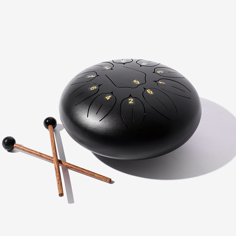 11 Tone Steel Tongue Hank Tank Panda Drum Black with Drumsticks