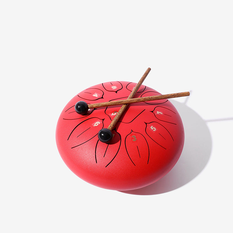 11 Tone Steel Tongue Hank Tank Panda Drum Red with Drumsticks
