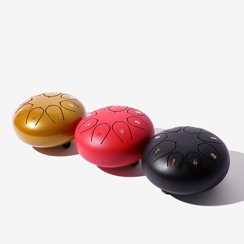 8 Tone 6-inch Steel Tongue Hank Tank Panda Drum Gold, Red, Black